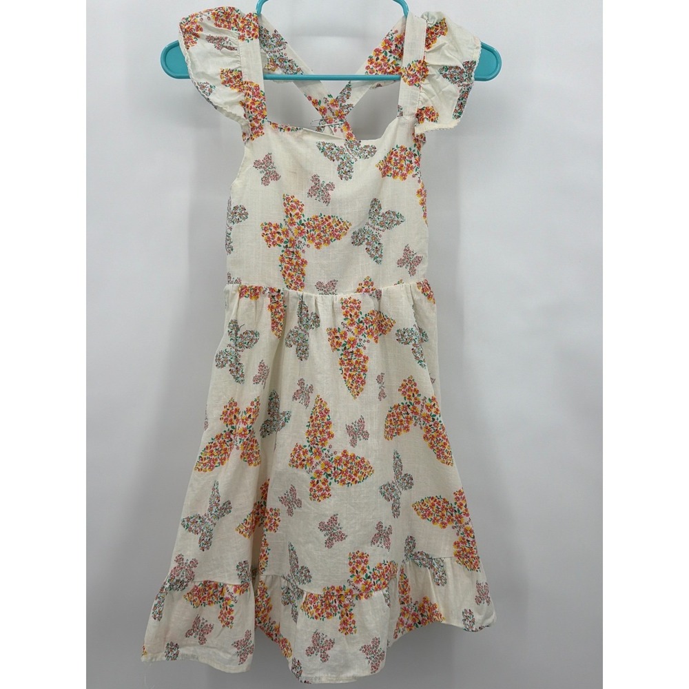 Haute Hippie Kids Style Floral Butterfly Ruffle Dress Cream Girls Size‎ 12